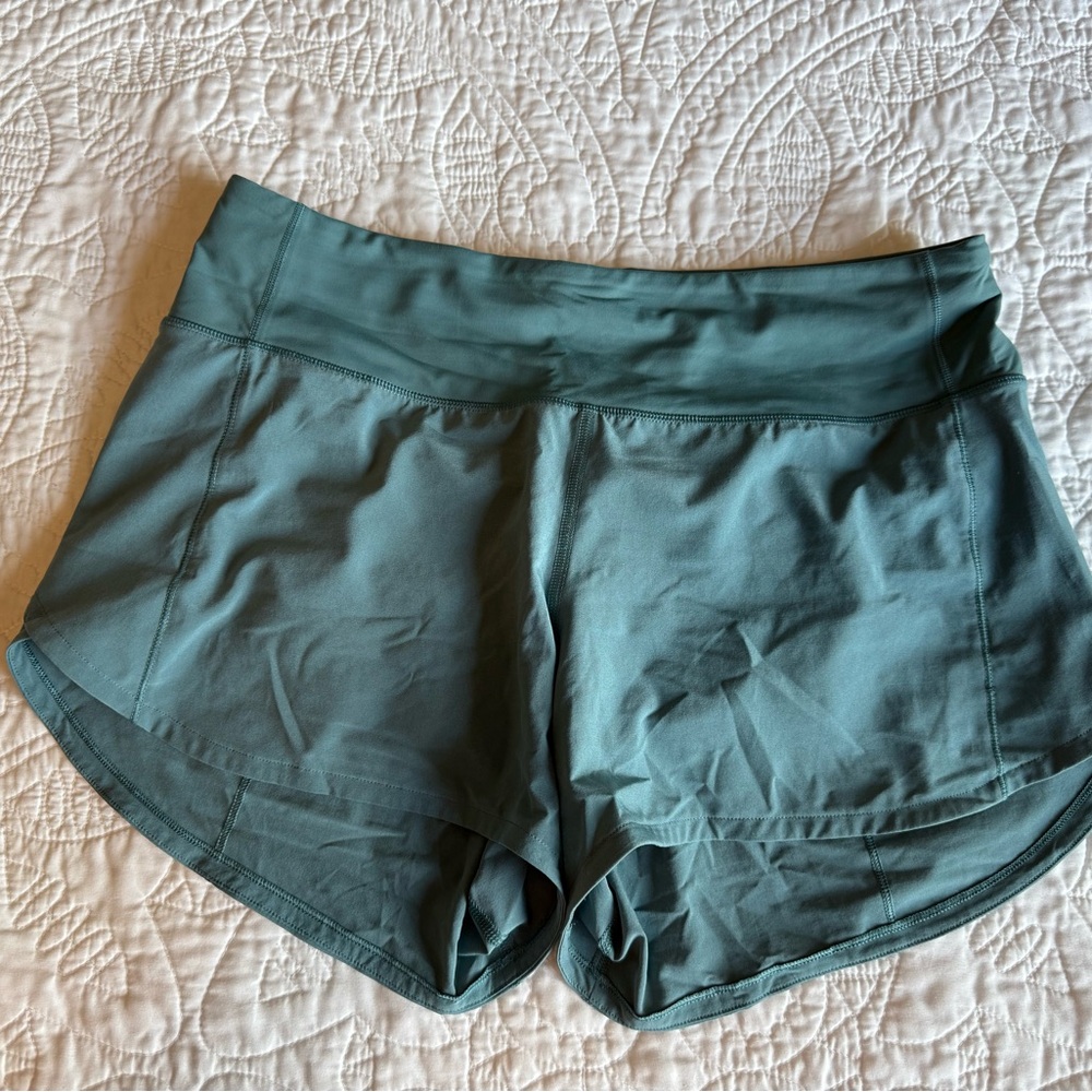 Lululemon Athletica Green Athletic Shorts with Curved Hem